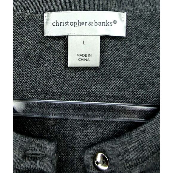 Christopher and Banks Gray Sequin Cardigan Size L - Picture 3 of 3